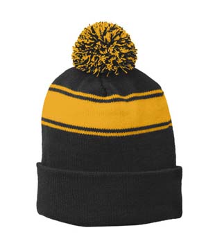 STC28 - Stripe Pom Pom Beanie